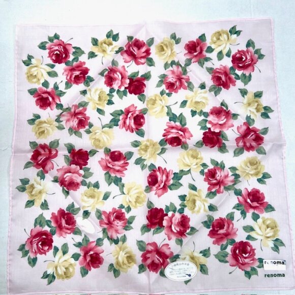 New in Box 2 RENOMA PARIS Mouchairw Cotton Scarf Pocket Square 18" Floral (33 - Picture 10 of 12